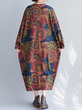 Women Loose Retro Print Dress